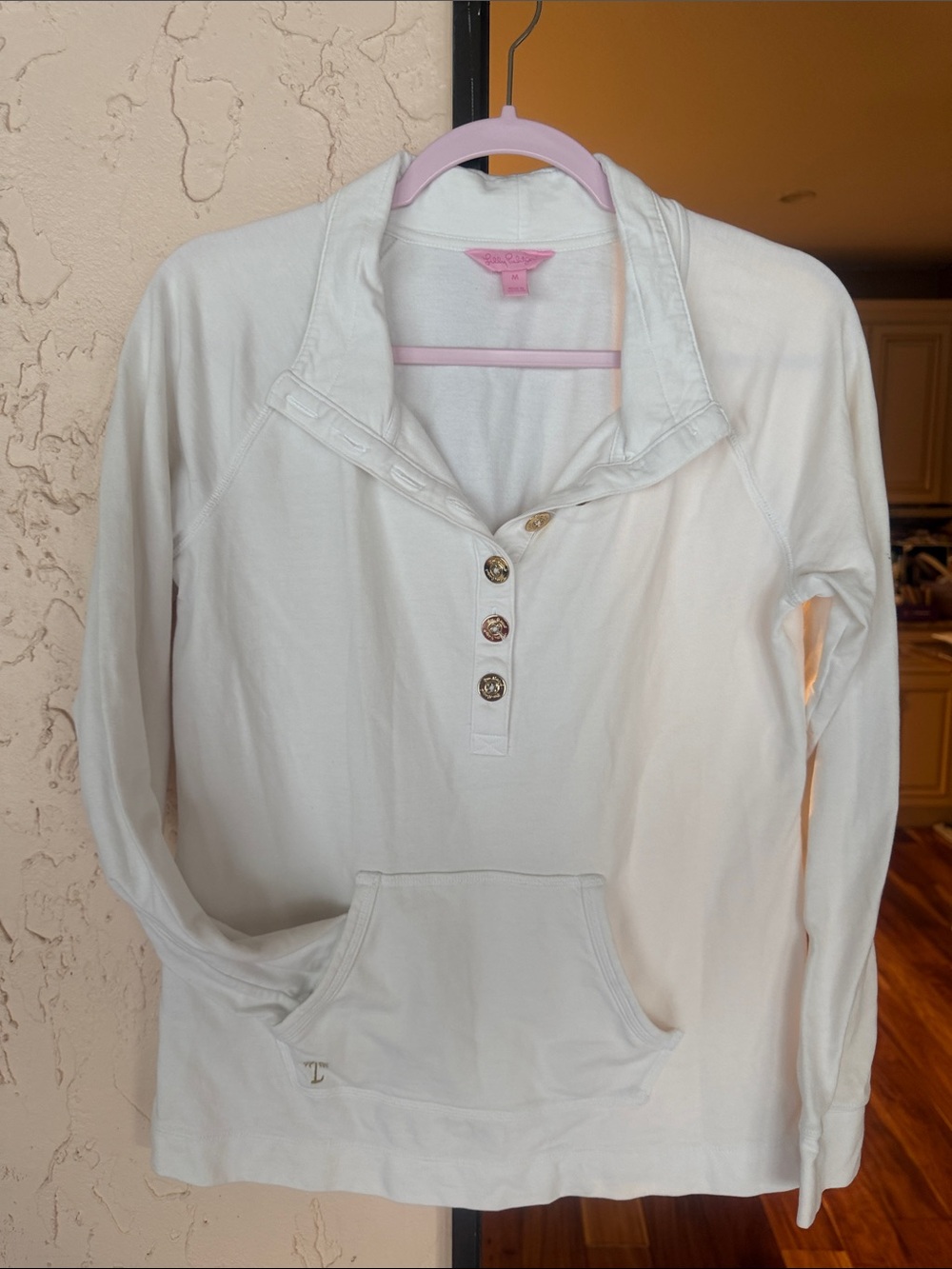 Lilly Pulitzer White Long-Sleeve Henley Pullover